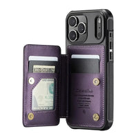 Buy Leather Flip Folio Phone Wallet Case, Magnetic Snap & RFID Blocking Card Slots, Kickstand Shockproof Protective Cover - NASH at Caseles-iPhone 17 Pro Max, Nash-Black