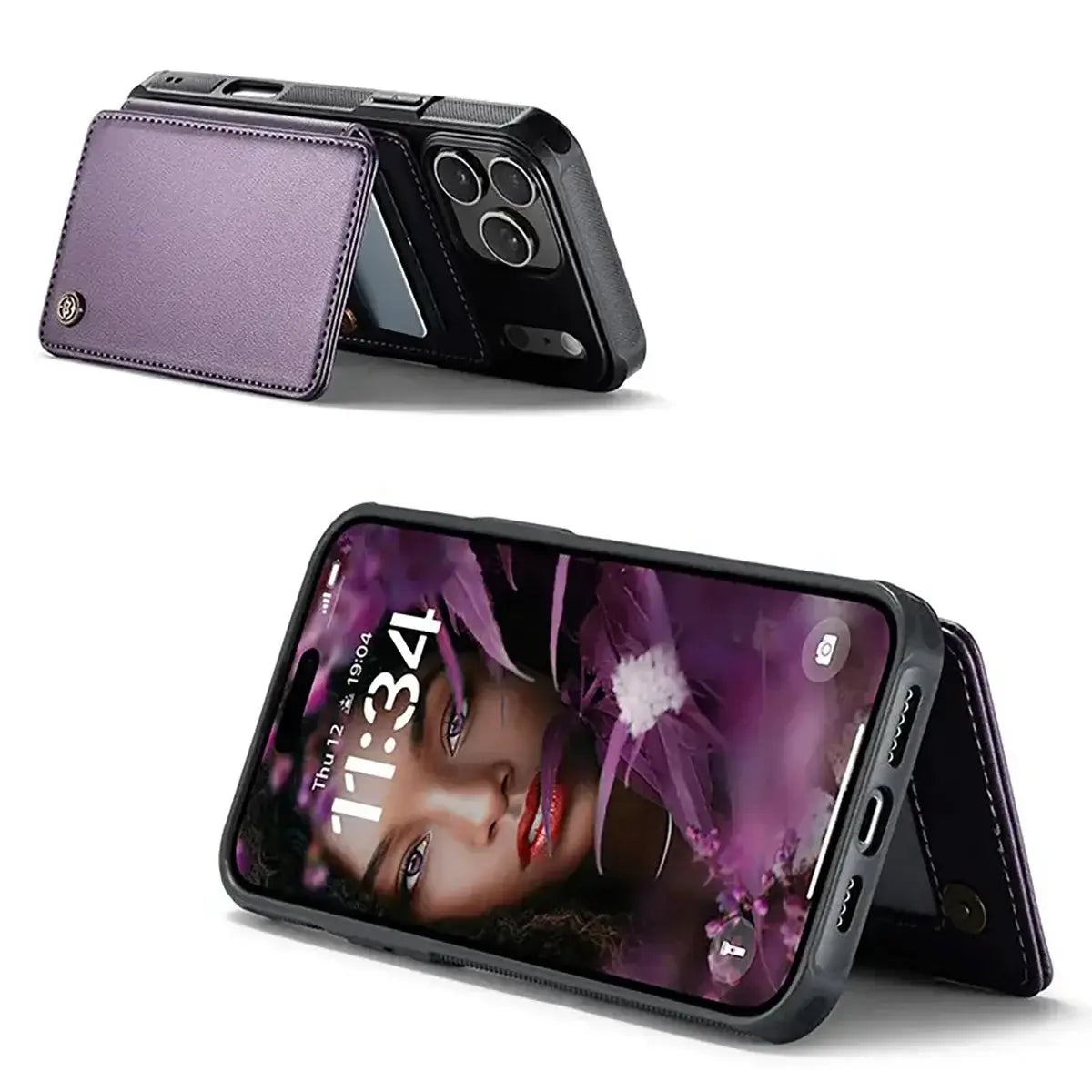 Buy Leather Flip Folio Phone Wallet Case, Magnetic Snap & RFID Blocking Card Slots, Kickstand Shockproof Protective Cover - NASH at Caseles-iPhone 17 Pro Max, Nash-Black