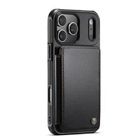 Buy Leather Flip Folio Phone Wallet Case, Magnetic Snap & RFID Blocking Card Slots, Kickstand Shockproof Protective Cover - NASH at Caseles-iPhone 17 Pro Max, Nash-Black