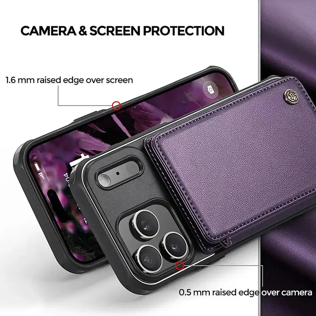 Buy Leather Flip Folio Phone Wallet Case, Magnetic Snap & RFID Blocking Card Slots, Kickstand Shockproof Protective Cover - NASH at Caseles-iPhone 17 Pro Max, Nash-Black