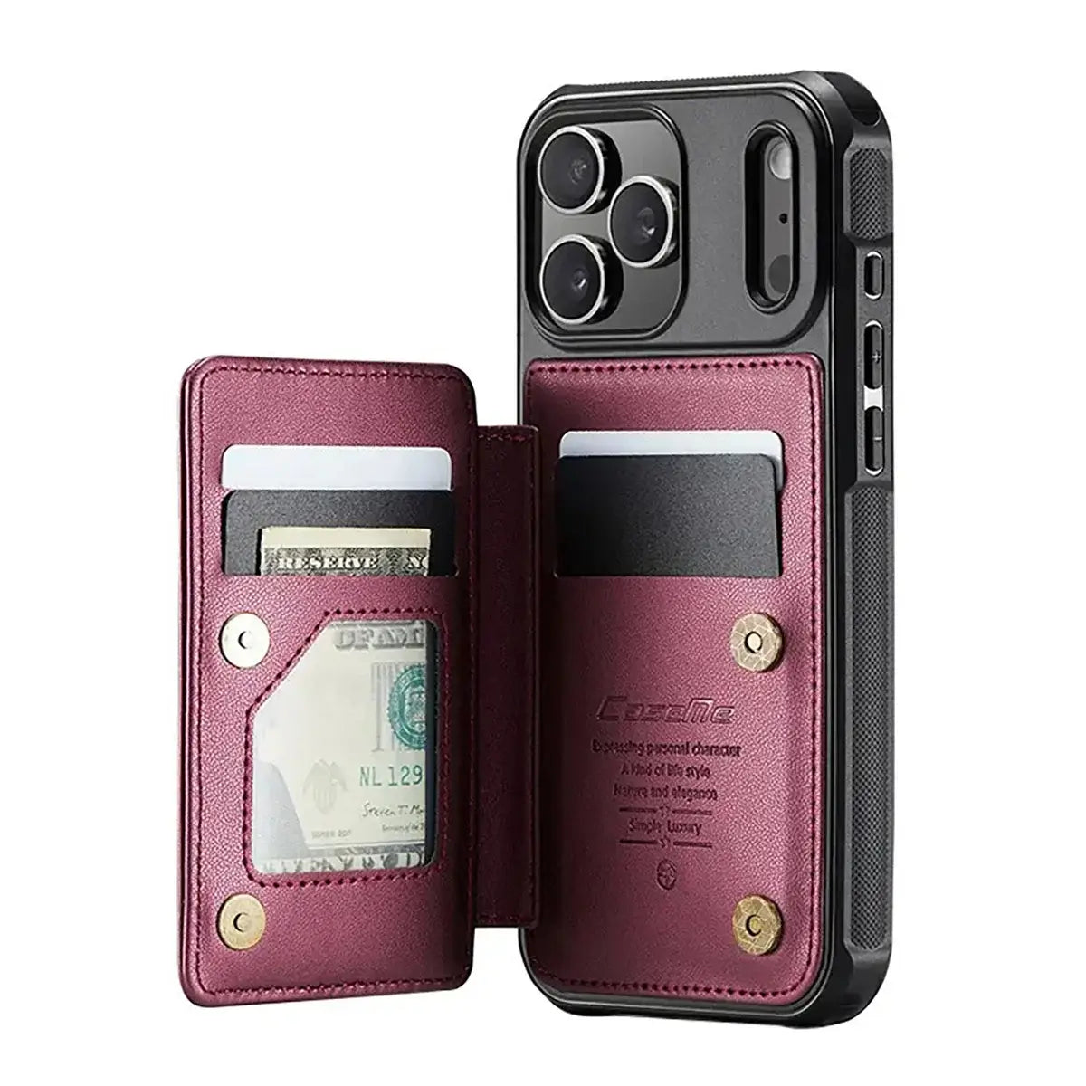 Buy Leather Flip Folio Phone Wallet Case, Magnetic Snap & RFID Blocking Card Slots, Kickstand Shockproof Protective Cover - NASH at Caseles-iPhone 17 Pro Max, Nash-Black