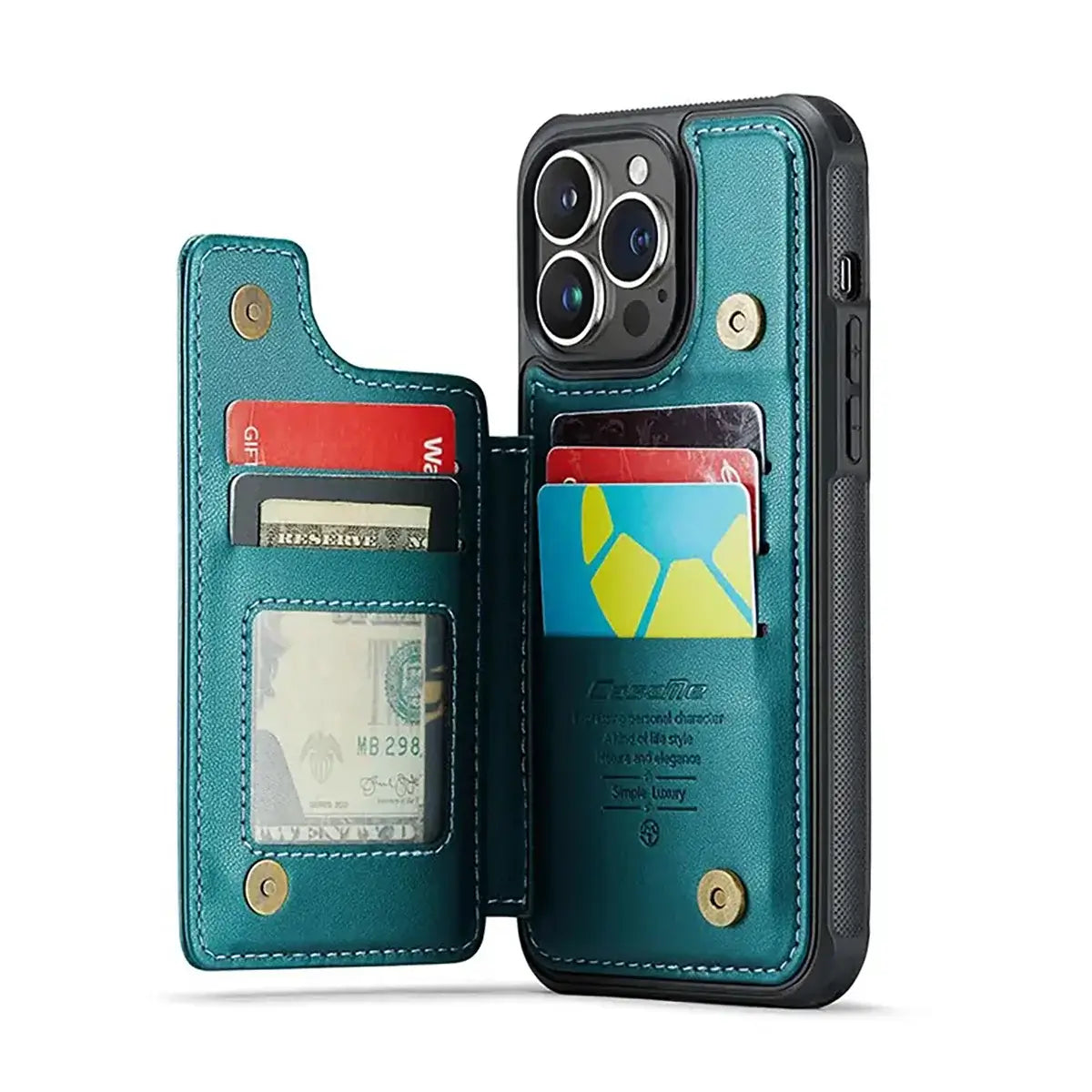 Buy Leather Flip Folio Phone Wallet Case, Magnetic Snap & RFID Blocking Card Slots, Kickstand Shockproof Protective Cover - NASH at Caseles-iPhone 17 Pro Max, Nash-Black