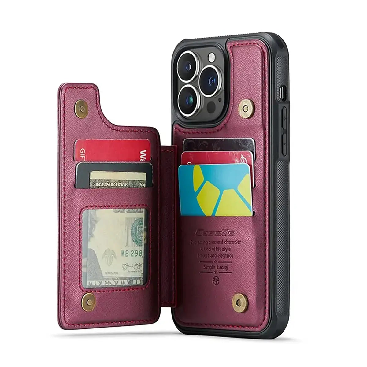 Buy Leather Flip Folio Phone Wallet Case, Magnetic Snap & RFID Blocking Card Slots, Kickstand Shockproof Protective Cover - NASH at Caseles-iPhone 17 Pro Max, Nash-Black