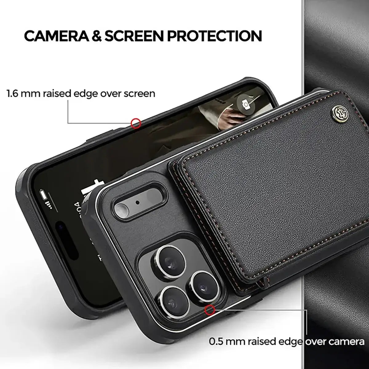 Buy Leather Flip Folio Phone Wallet Case, Magnetic Snap & RFID Blocking Card Slots, Kickstand Shockproof Protective Cover - NASH at Caseles-iPhone 17 Pro Max, Nash-Black