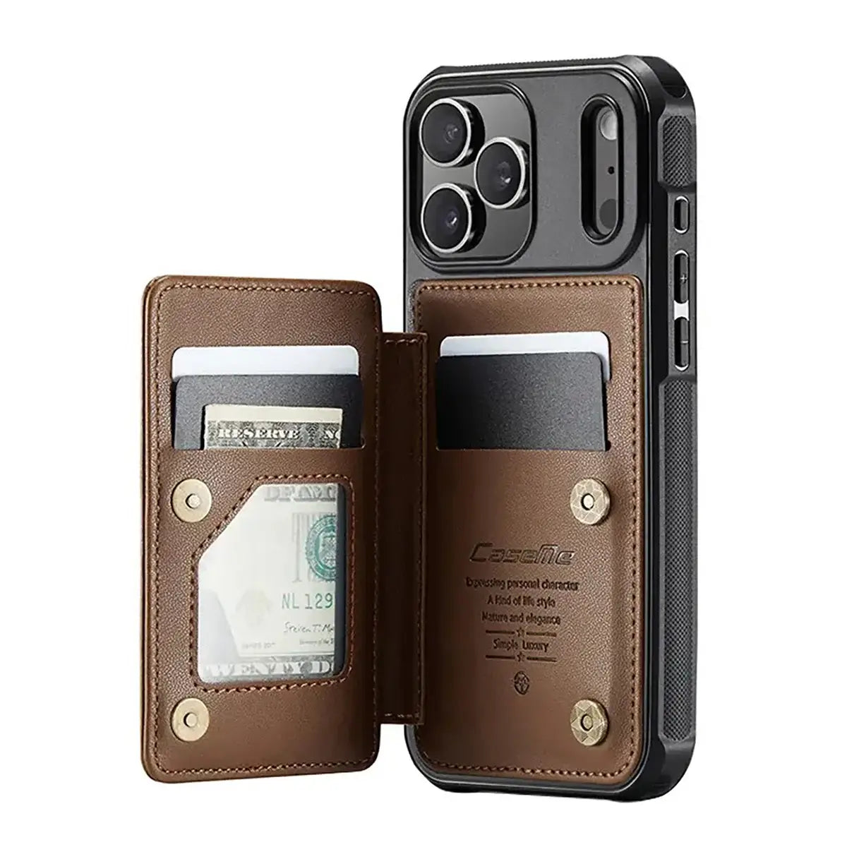 Buy Leather Flip Folio Phone Wallet Case, Magnetic Snap & RFID Blocking Card Slots, Kickstand Shockproof Protective Cover - NASH at Caseles-iPhone 17 Pro Max, Nash-Black