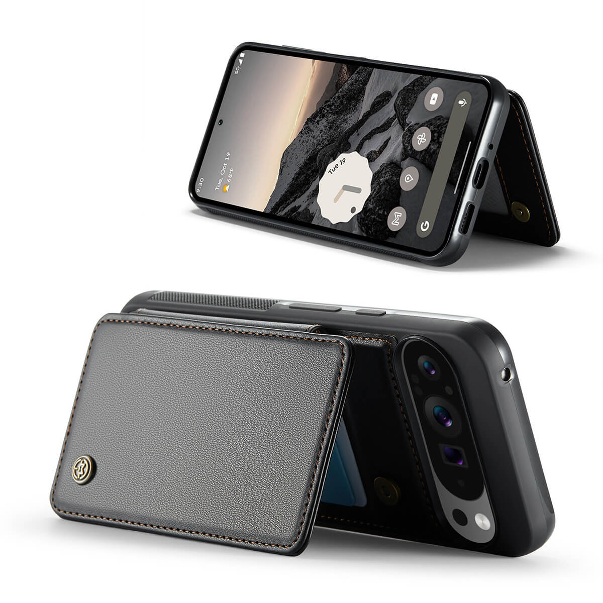 Buy Leather Flip Folio Phone Wallet Case, Magnetic Snap & RFID Blocking Card Slots, Kickstand Shockproof Protective Cover - NASHUA at Caseles-Google Pixel 10 Pro XL, Nash-Black