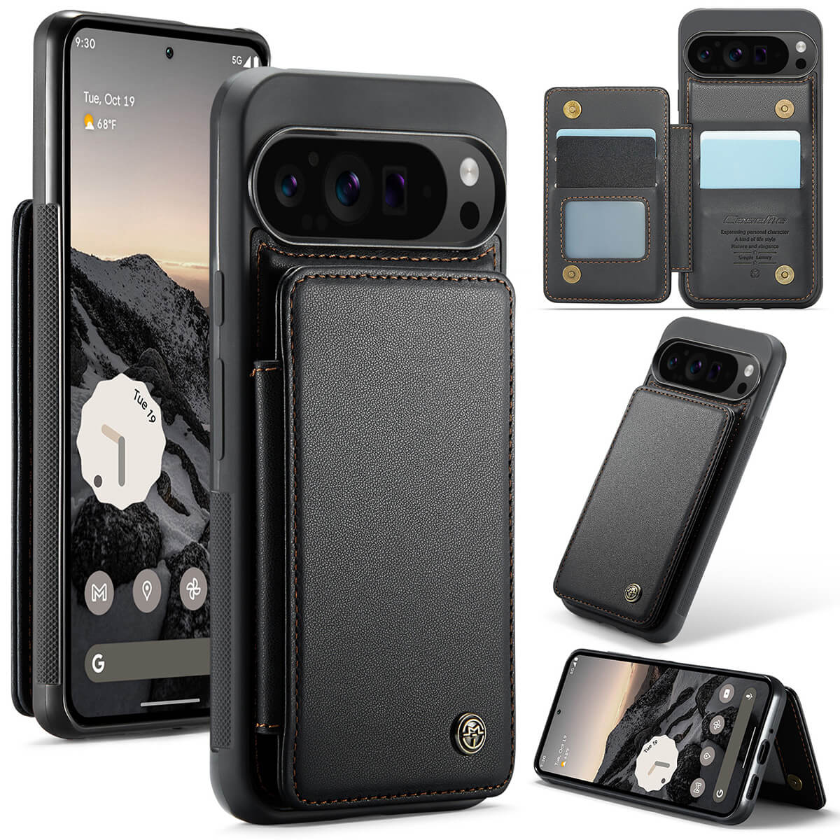 Buy Leather Flip Folio Phone Wallet Case, Magnetic Snap & RFID Blocking Card Slots, Kickstand Shockproof Protective Cover - NASHUA at Caseles-Google Pixel 10 Pro XL, Nash-Black