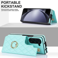 Buy Diamond Pattern Leather Wallet Case for Galaxy Z Fold, Multi-Card Slots & Ring Stand Cover - NATTIE at Caseles-Samsung Galaxy Z Fold 7, Black