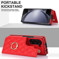 Buy Diamond Pattern Leather Wallet Case for Galaxy Z Fold, Multi-Card Slots & Ring Stand Cover - NATTIE at Caseles-Samsung Galaxy Z Fold 7, Black