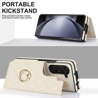 Buy Diamond Pattern Leather Wallet Case for Galaxy Z Fold, Multi-Card Slots & Ring Stand Cover - NATTIE at Caseles-Samsung Galaxy Z Fold 7, Black