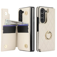 Buy Diamond Pattern Leather Wallet Case for Galaxy Z Fold, Multi-Card Slots & Ring Stand Cover - NATTIE at Caseles-Samsung Galaxy Z Fold 7, Black