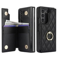 Buy Diamond Pattern Leather Wallet Case for Galaxy Z Fold, Multi-Card Slots & Ring Stand Cover - NATTIE at Caseles-Samsung Galaxy Z Fold 7, Black