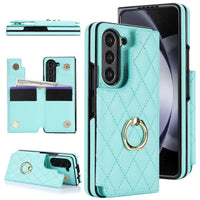 Buy Diamond Pattern Leather Wallet Case for Galaxy Z Fold, Multi-Card Slots & Ring Stand Cover - NATTIE at Caseles-Samsung Galaxy Z Fold 7, Light Blue