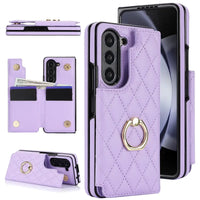 Buy Diamond Pattern Leather Wallet Case for Galaxy Z Fold, Multi-Card Slots & Ring Stand Cover - NATTIE at Caseles-Samsung Galaxy Z Fold 7, Light Purple
