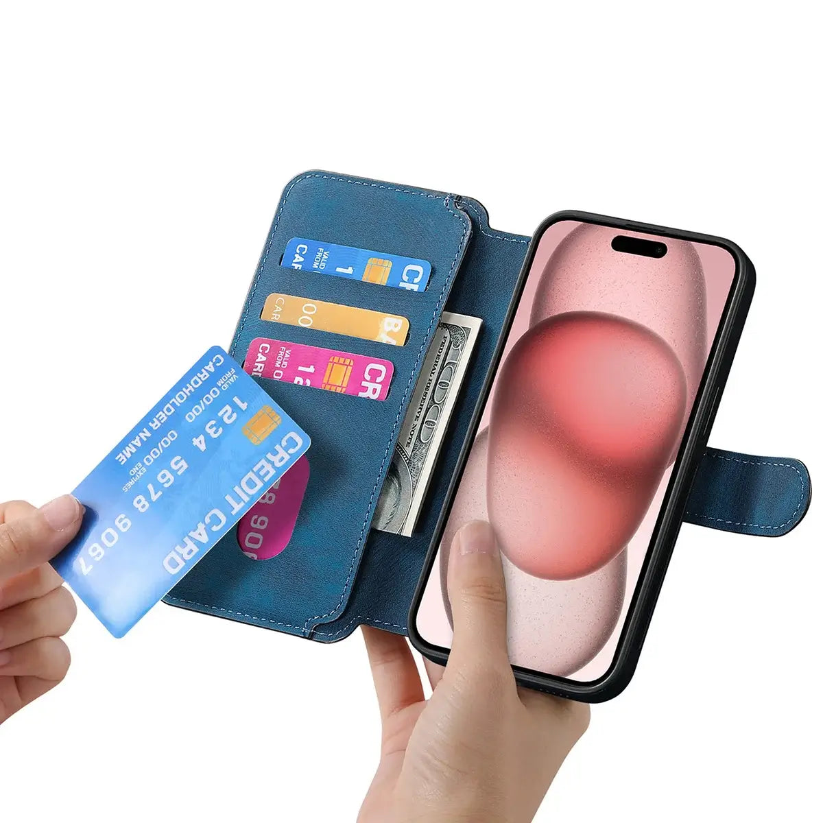 Buy Retro Magnetic Wallet Case, Support Magsafe, Detachable 2in1 Folio Flip Cover, with Card Slots - Nelson at Caseles-iPhone 17 Pro Max, Black