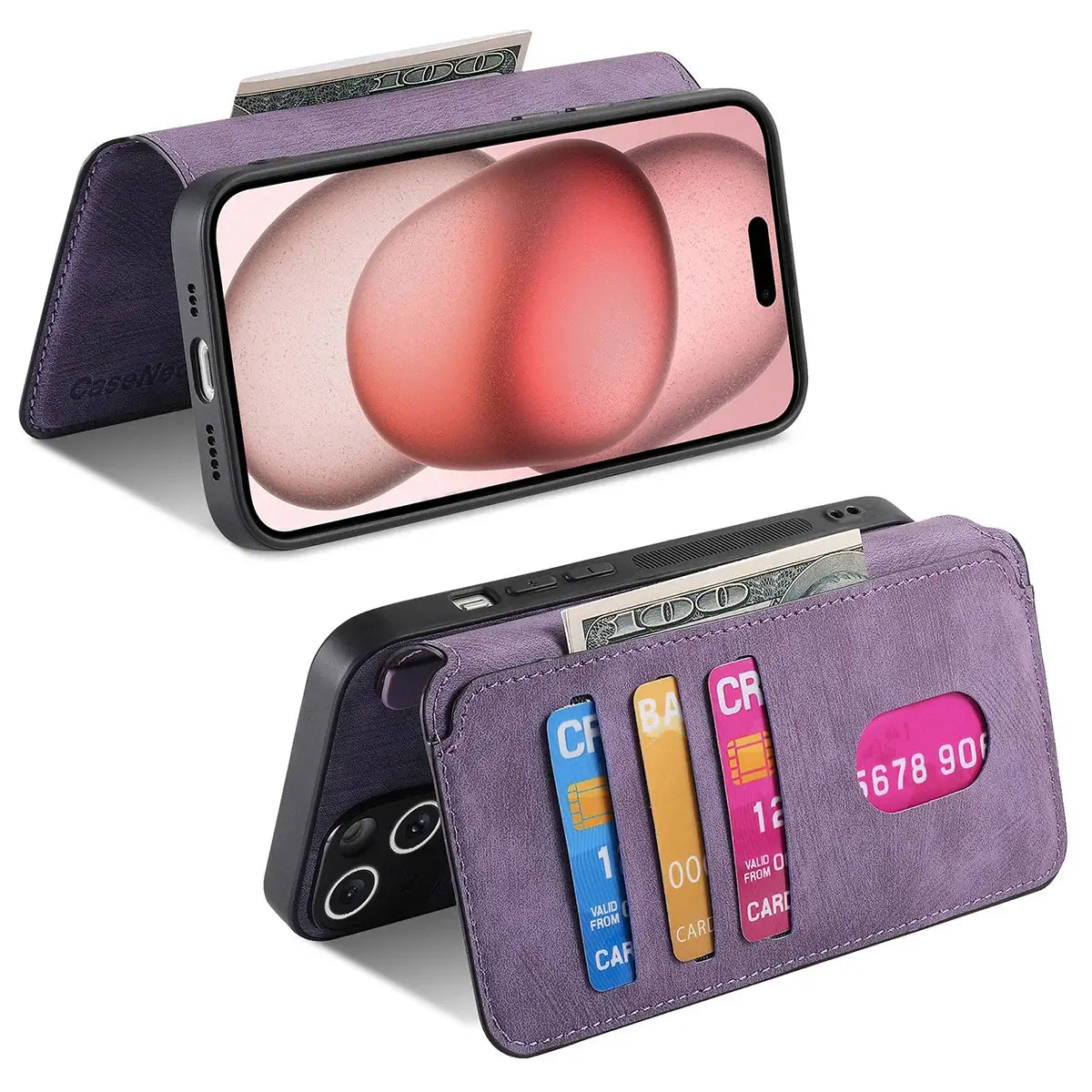 Buy Retro Magnetic Wallet Case, Support Magsafe, Detachable 2in1 Folio Flip Cover, with Card Slots - Nelson at Caseles-iPhone 17 Pro Max, Black