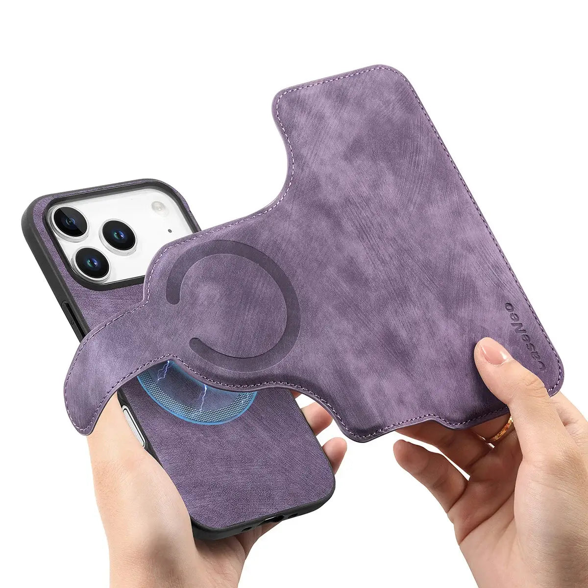 Buy Retro Magnetic Wallet Case, Support Magsafe, Detachable 2in1 Folio Flip Cover, with Card Slots - Nelson at Caseles-iPhone 17 Pro Max, Black