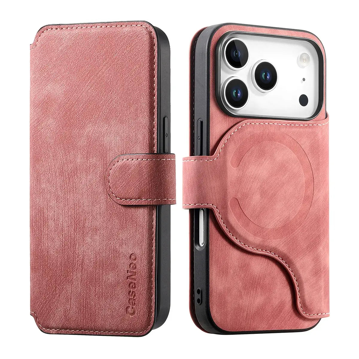 Buy Retro Magnetic Wallet Case, Support Magsafe, Detachable 2in1 Folio Flip Cover, with Card Slots - Nelson at Caseles-iPhone 17 Pro Max, Black