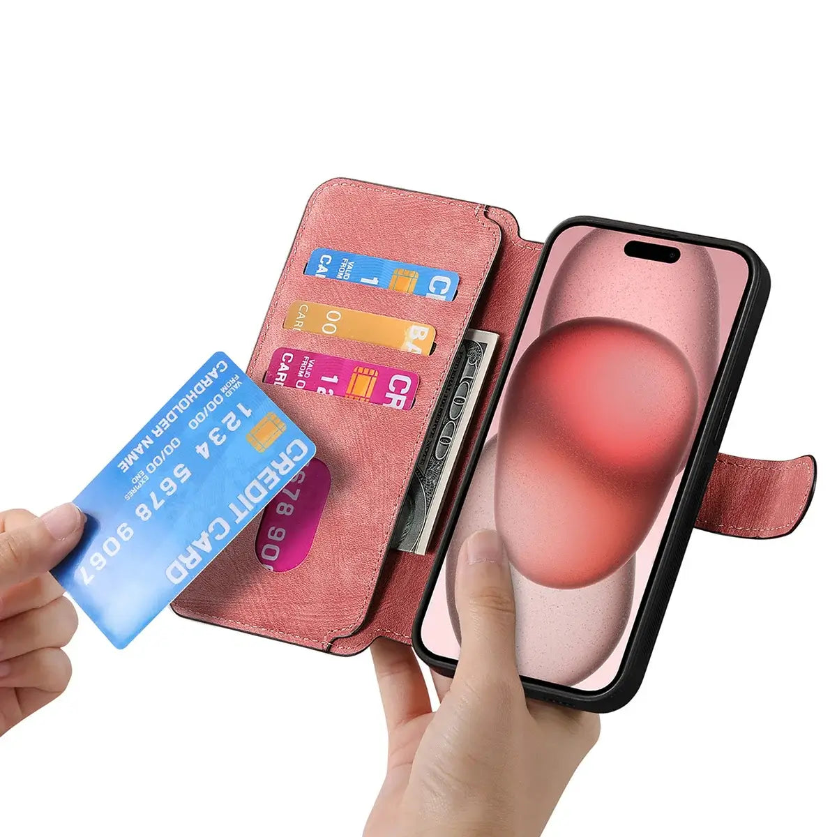 Buy Retro Magnetic Wallet Case, Support Magsafe, Detachable 2in1 Folio Flip Cover, with Card Slots - Nelson at Caseles-iPhone 17 Pro Max, Black