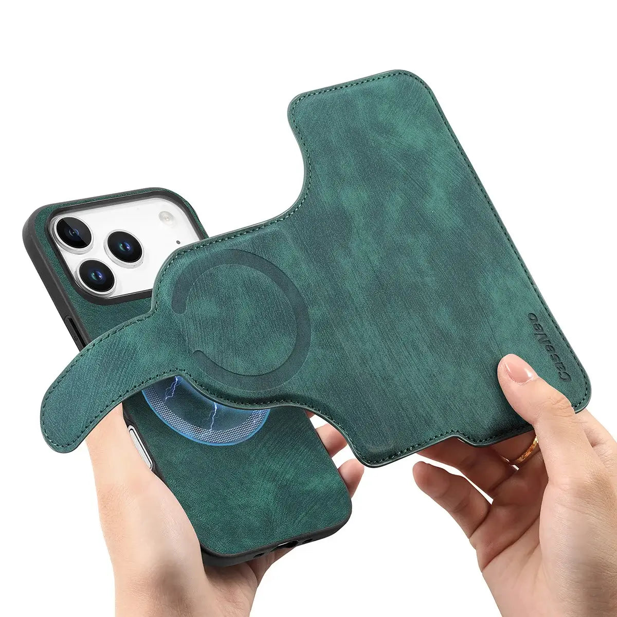 Buy Retro Magnetic Wallet Case, Support Magsafe, Detachable 2in1 Folio Flip Cover, with Card Slots - Nelson at Caseles-iPhone 17 Pro Max, Black