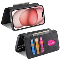 Buy Retro Magnetic Wallet Case, Support Magsafe, Detachable 2in1 Folio Flip Cover, with Card Slots - Nelson at Caseles-iPhone 17 Pro Max, Black