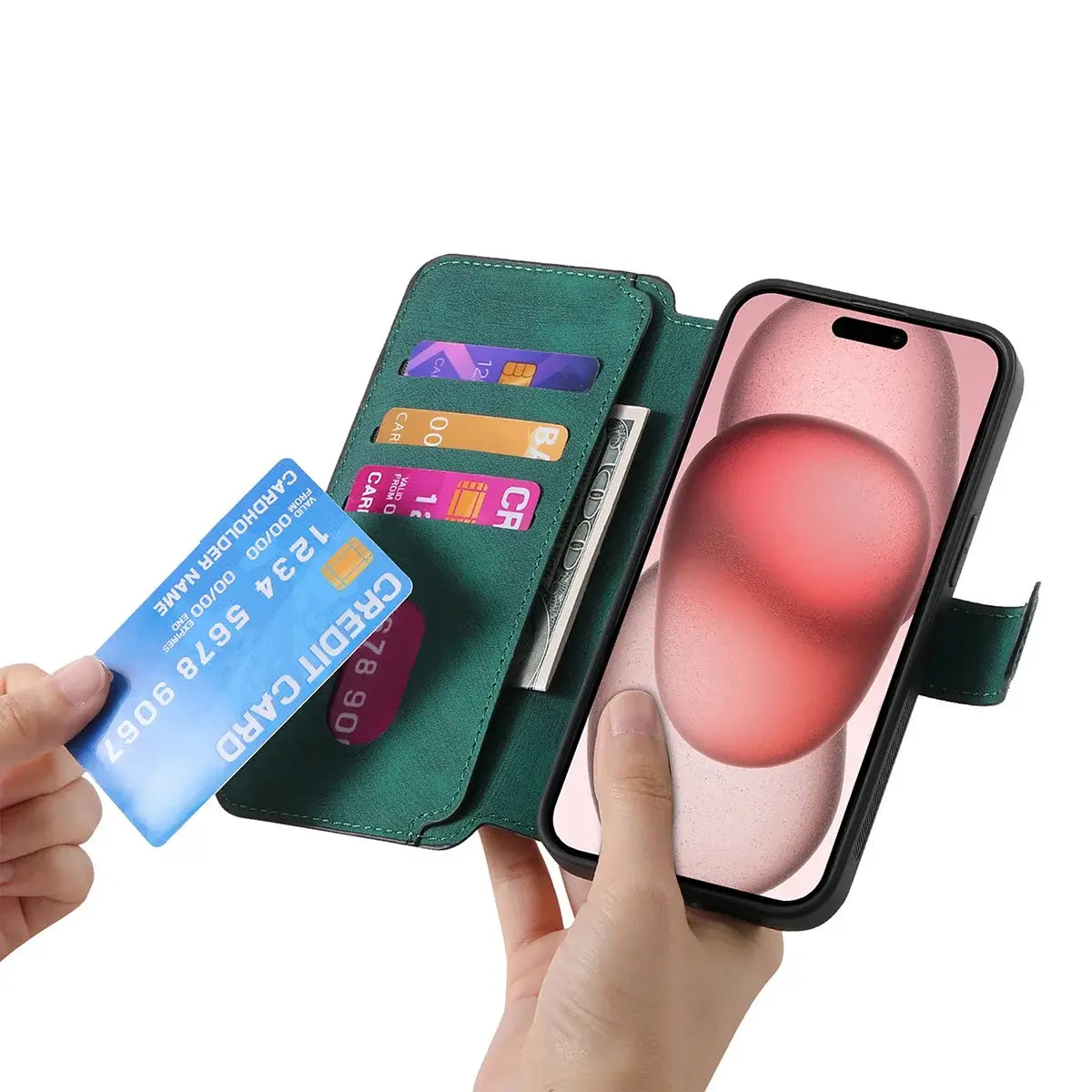 Buy Retro Magnetic Wallet Case, Support Magsafe, Detachable 2in1 Folio Flip Cover, with Card Slots - Nelson at Caseles-iPhone 17 Pro Max, Black