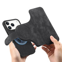 Buy Retro Magnetic Wallet Case, Support Magsafe, Detachable 2in1 Folio Flip Cover, with Card Slots - Nelson at Caseles-iPhone 17 Pro Max, Black