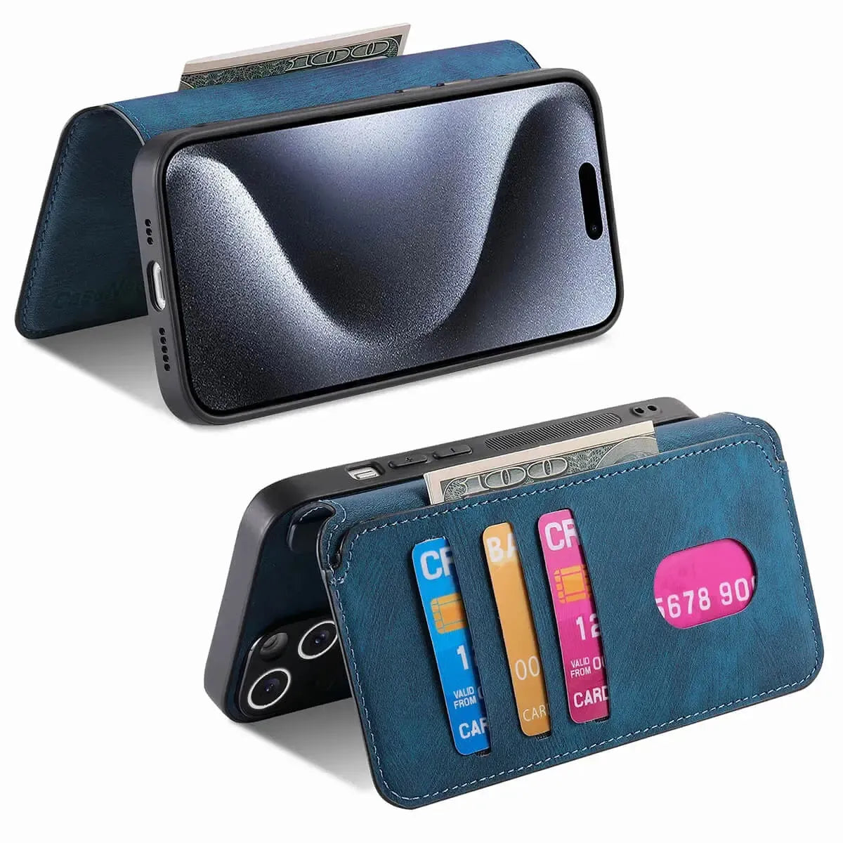 Buy Retro Magnetic Wallet Case, Support Magsafe, Detachable 2in1 Folio Flip Cover, with Card Slots - Nelson at Caseles-iPhone 16 Pro Max, Black