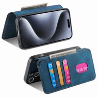 Buy Retro Magnetic Wallet Case, Support Magsafe, Detachable 2in1 Folio Flip Cover, with Card Slots - Nelson at Caseles-iPhone 16 Pro Max, Black