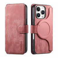 Buy Retro Magnetic Wallet Case, Support Magsafe, Detachable 2in1 Folio Flip Cover, with Card Slots - Nelson at Caseles-iPhone 16 Pro Max, Black