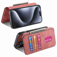 Buy Retro Magnetic Wallet Case, Support Magsafe, Detachable 2in1 Folio Flip Cover, with Card Slots - Nelson at Caseles-iPhone 16 Pro Max, Black