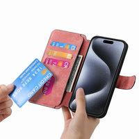 Buy Retro Magnetic Wallet Case, Support Magsafe, Detachable 2in1 Folio Flip Cover, with Card Slots - Nelson at Caseles-iPhone 16 Pro Max, Black