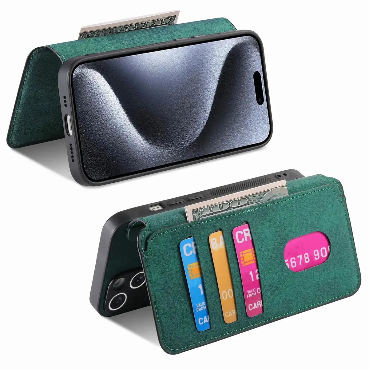 Buy Retro Magnetic Wallet Case, Support Magsafe, Detachable 2in1 Folio Flip Cover, with Card Slots - Nelson at Caseles-iPhone 17 Pro Max, Black