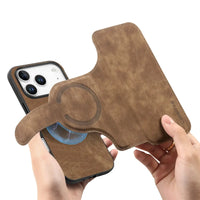 Buy Retro Magnetic Wallet Case, Support Magsafe, Detachable 2in1 Folio Flip Cover, with Card Slots - Nelson at Caseles-iPhone 17 Pro Max, Black