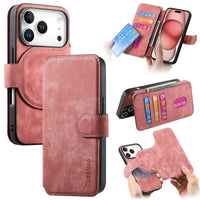 Buy Retro Magnetic Wallet Case, Support Magsafe, Detachable 2in1 Folio Flip Cover, with Card Slots - Nelson at Caseles-iPhone 17 Pro Max, Pink