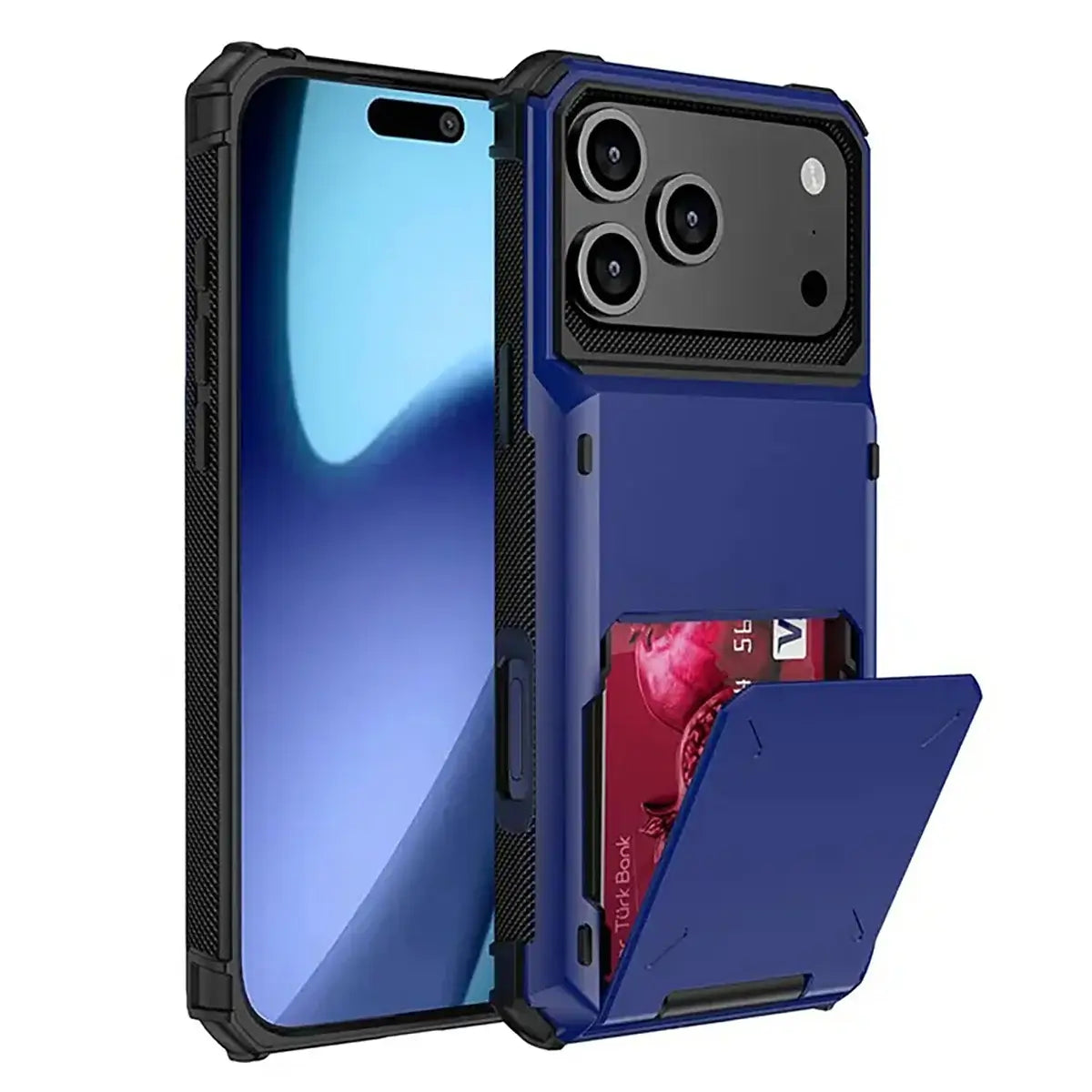 Buy Flip Hidden Pocket Wallet Phone Case, Card Slot Credit Card Holder Dual Layer Hybrid TPU Bumper Armor Protective Hard Shell Back Cover,Noel at Caseles-iPhone 17 Pro Max, Blue