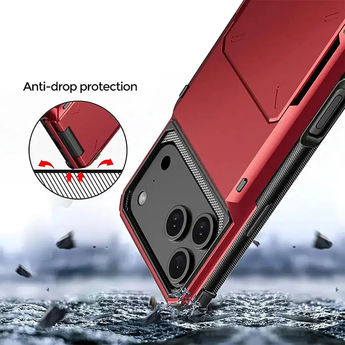 Buy Flip Hidden Pocket Wallet Phone Case, Card Slot Credit Card Holder Dual Layer Hybrid TPU Bumper Armor Protective Hard Shell Back Cover,Noel at Caseles-iPhone 17 Pro Max, Gray