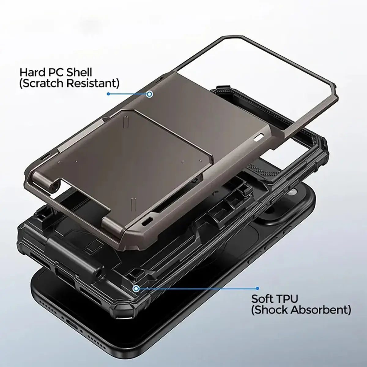 Buy Flip Hidden Pocket Wallet Phone Case, Card Slot Credit Card Holder Dual Layer Hybrid TPU Bumper Armor Protective Hard Shell Back Cover,Noel at Caseles-iPhone 17 Pro Max, Gray