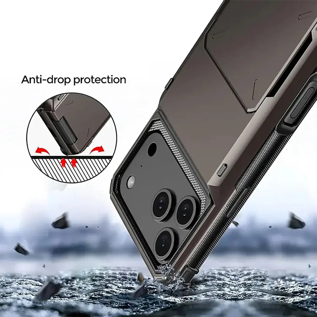 Buy Flip Hidden Pocket Wallet Phone Case, Card Slot Credit Card Holder Dual Layer Hybrid TPU Bumper Armor Protective Hard Shell Back Cover,Noel at Caseles-iPhone 17 Pro Max, Gray