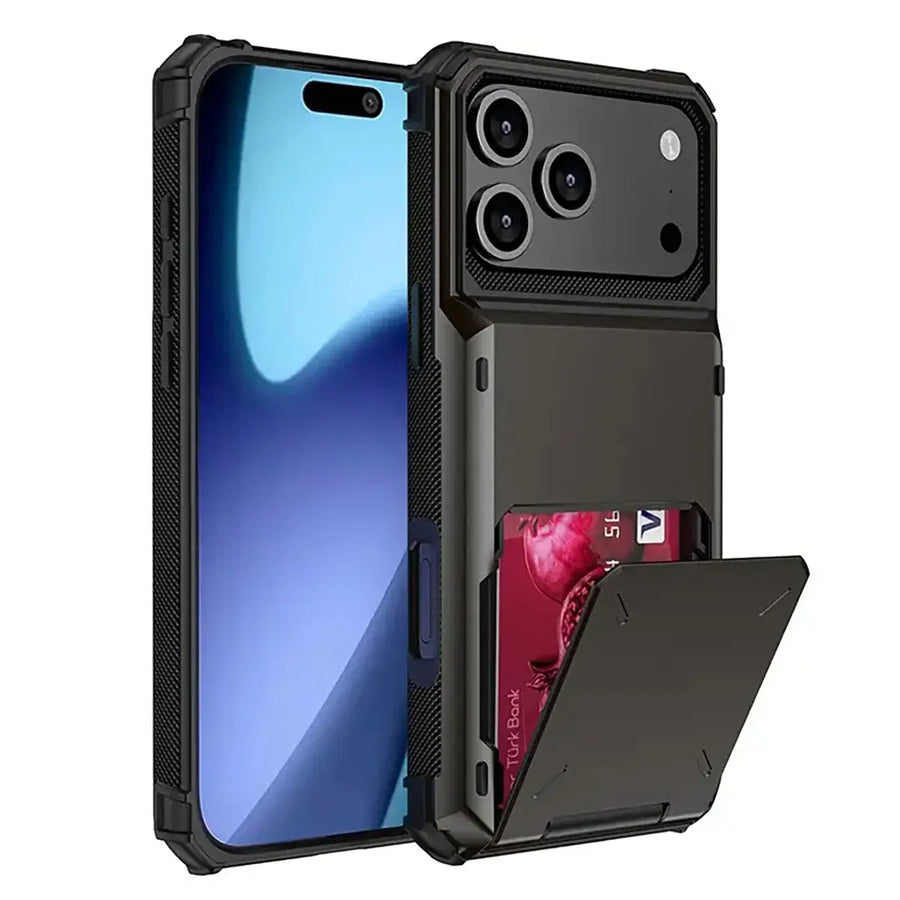 Buy Flip Hidden Pocket Wallet Phone Case, Card Slot Credit Card Holder Dual Layer Hybrid TPU Bumper Armor Protective Hard Shell Back Cover,Noel at Caseles-iPhone 17 Pro Max, Gray