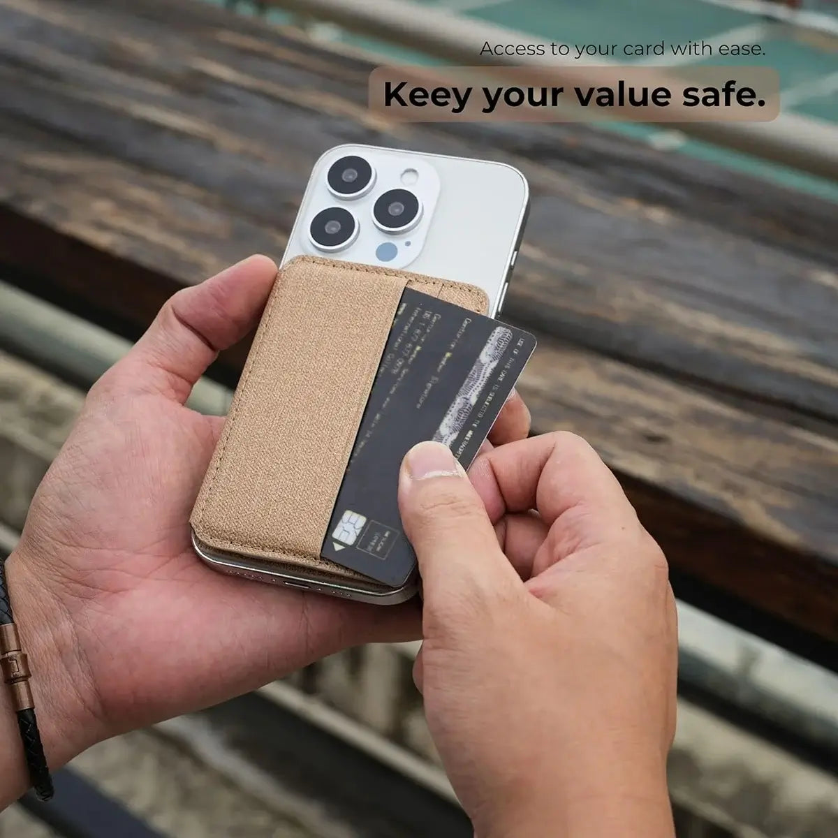 Buy Note Snap Magnetic Wallet - Compatible with MagSafe, with Built-In Pen & Notepad - NOTE SNAP MAGNETIC WALLET FOR IPHONE at Caseles-Beige, 