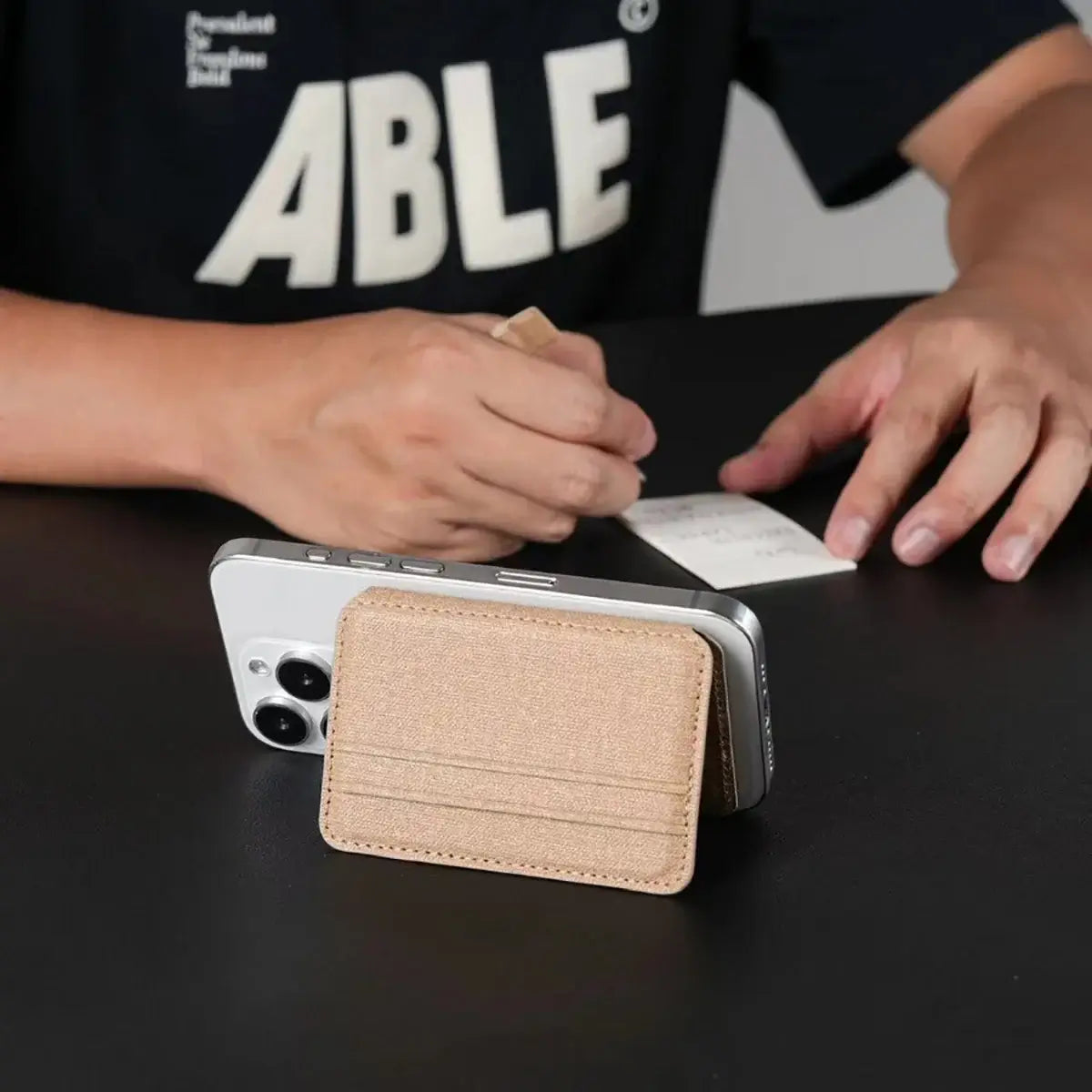 Buy Note Snap Magnetic Wallet - Compatible with MagSafe, with Built-In Pen & Notepad - NOTE SNAP MAGNETIC WALLET FOR IPHONE at Caseles-Beige, 