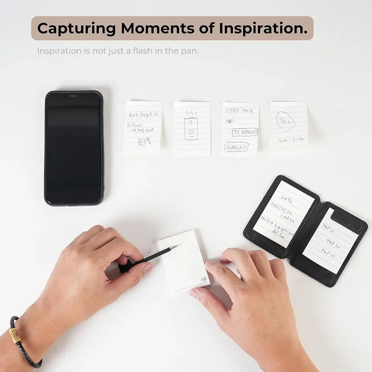 Buy Note Snap Magnetic Wallet - Compatible with MagSafe, with Built-In Pen & Notepad - NOTE SNAP MAGNETIC WALLET FOR IPHONE at Caseles-Beige, 