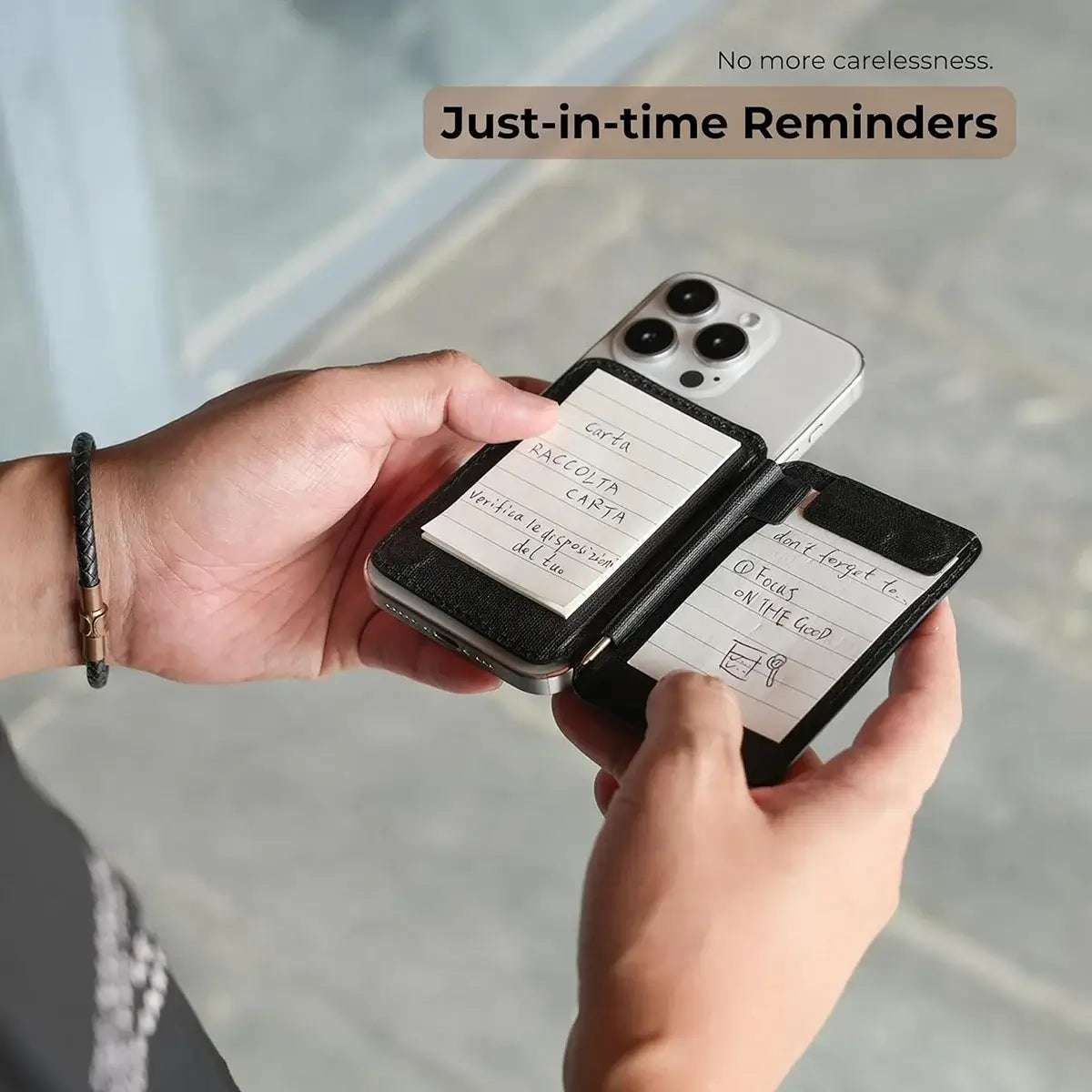 Buy Note Snap Magnetic Wallet - Compatible with MagSafe, with Built-In Pen & Notepad - NOTE SNAP MAGNETIC WALLET FOR IPHONE at Caseles-Beige, 