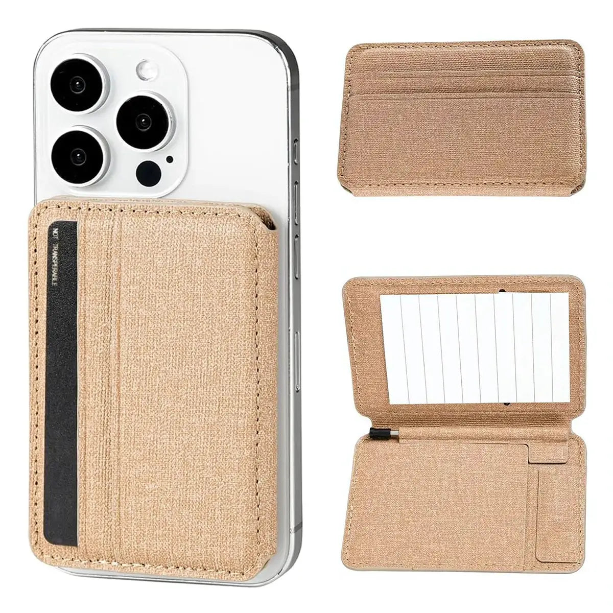Buy Note Snap Magnetic Wallet - Compatible with MagSafe, with Built-In Pen & Notepad - NOTE SNAP MAGNETIC WALLET FOR IPHONE at Caseles-Beige, 