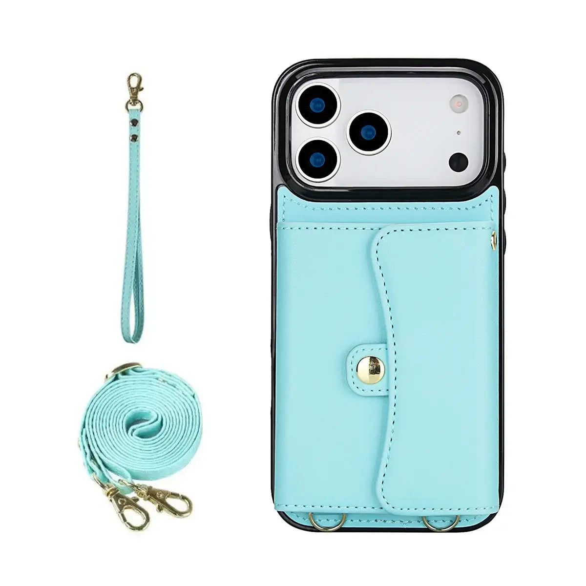 Buy Crossbody Wallet Phone Case, Magnetic Closure Flip Handbag, Leather, Card Holder, Wrist Strap Lanyard, RFID Blocking Kickstand Cover - OLIVIA at Caseles-iPhone 17 Pro Max, Oliana-Black