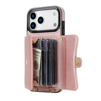 Buy Crossbody Wallet Phone Case, Magnetic Closure Flip Handbag, Leather, Card Holder, Wrist Strap Lanyard, RFID Blocking Kickstand Cover - OLIVIA at Caseles-iPhone 17 Pro Max, Oliana-Black