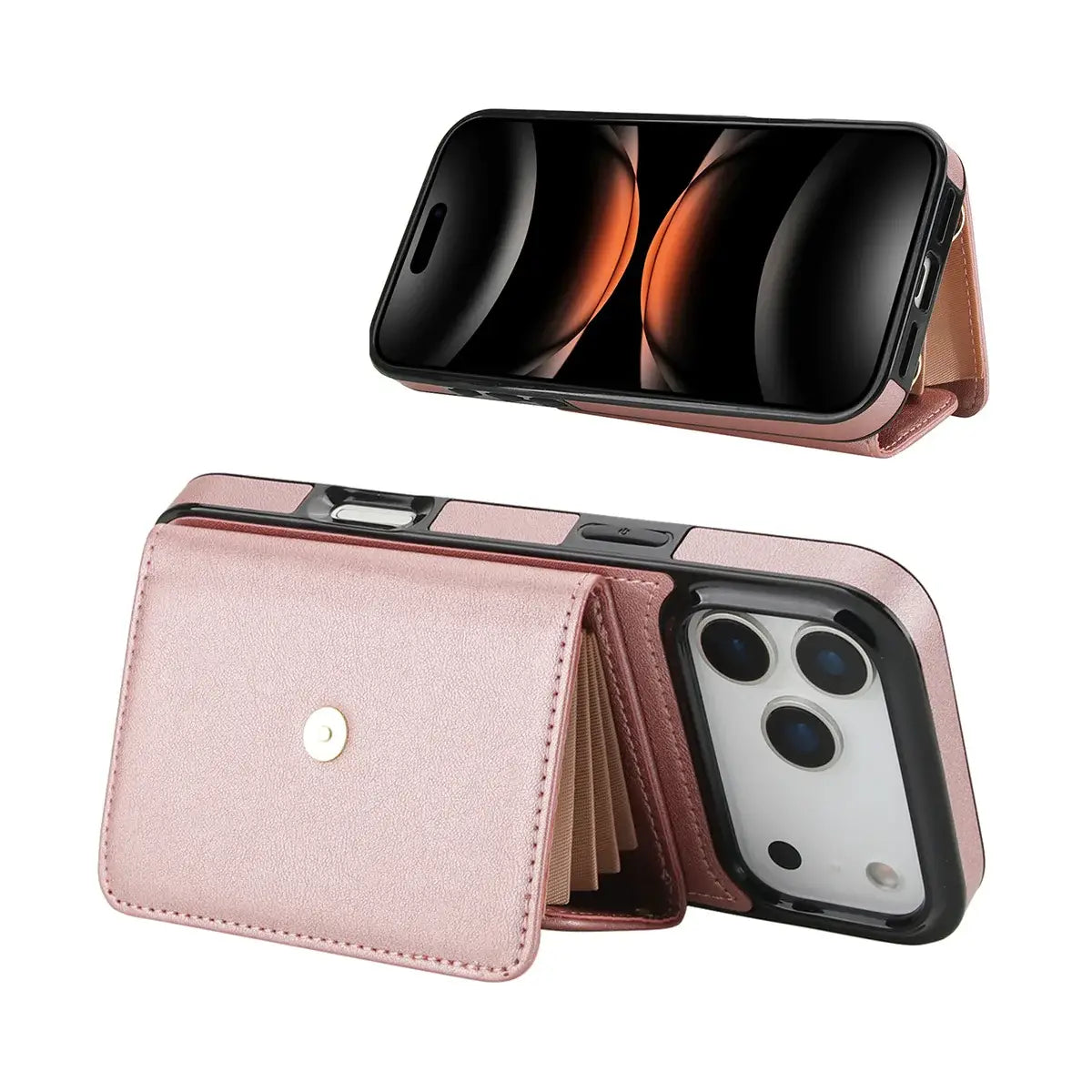 Buy Crossbody Wallet Phone Case, Magnetic Closure Flip Handbag, Leather, Card Holder, Wrist Strap Lanyard, RFID Blocking Kickstand Cover - OLIVIA at Caseles-iPhone 17 Pro Max, Oliana-Black