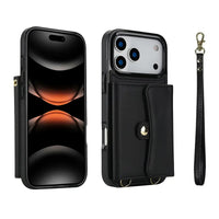 Buy Crossbody Wallet Phone Case, Magnetic Closure Flip Handbag, Leather, Card Holder, Wrist Strap Lanyard, RFID Blocking Kickstand Cover - OLIVIA at Caseles-iPhone 17 Pro Max, Oliana-Black