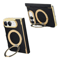 Buy Magnetic 360° Rotating Ring Stand Case with Hinge Protection, Electroplated Gold Frame & Drop-Proof Defense - ORBIS at Caseles-iPhone Ultra, Bronze